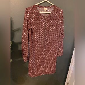 Merona midi shift geometric pattern button front dress